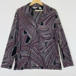 Laura Ashley Burgundy Black Silver Swirl Jacket Tank 2 Pc Twin Set Womens Medium